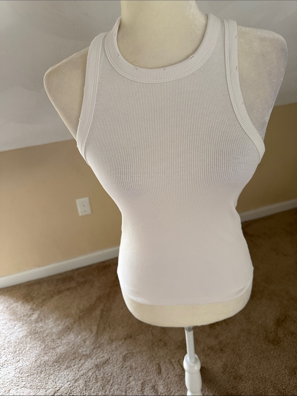 Zara White Ribbed Tank Top - Women's